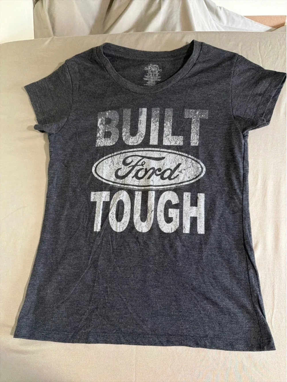 TNT Gray Built Ford Tough Graphic TShirt Fitted Lightweight Cotton Blend Size XL